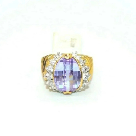 EDCO Purple Faceted Glass Cubic Zirconia Gold Verm - Picture 1 of 5